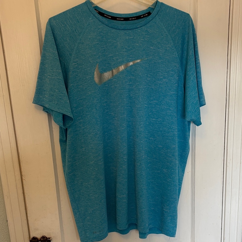 Nike Men's Heathered Blue Tee with Silver Logo/ Nike Swim